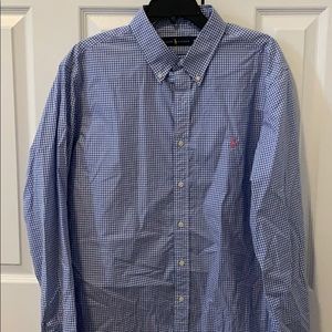 Blue and white button down